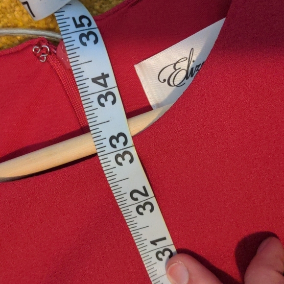 ELIZA J Stretch Ruffle Crepe Sheath Drop Waist Short Sleeve Dress Berry Barbie - Picture 11 of 15